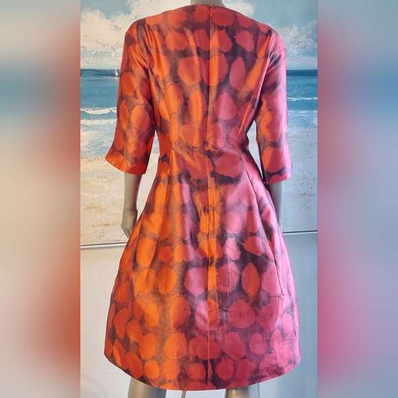 $3,400 OSCAR DE LA RENTA RED SILK  RUNWAY DRESS US 10 - Picture 6 of 10